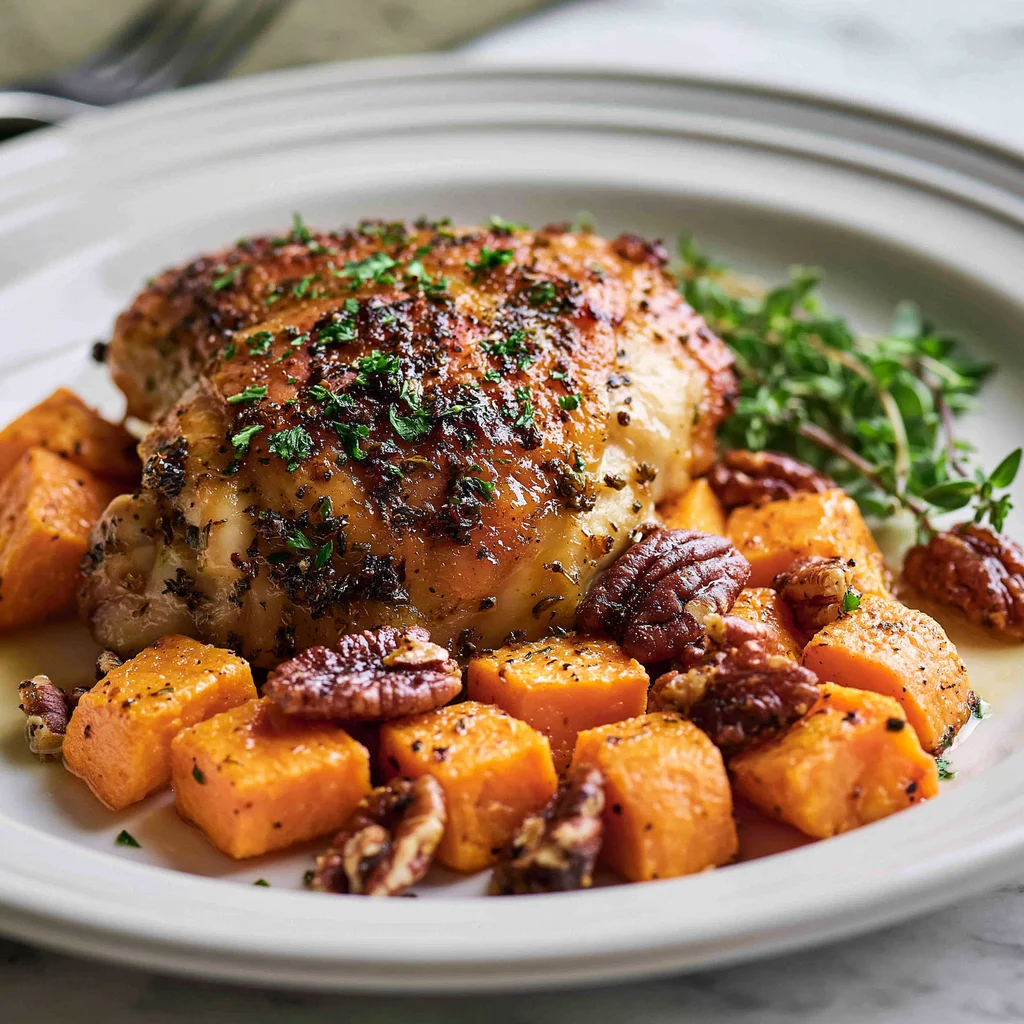 honey roasted chicken and sweet potatoes
