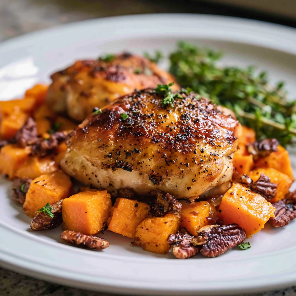 honey roasted chicken and sweet potatoes