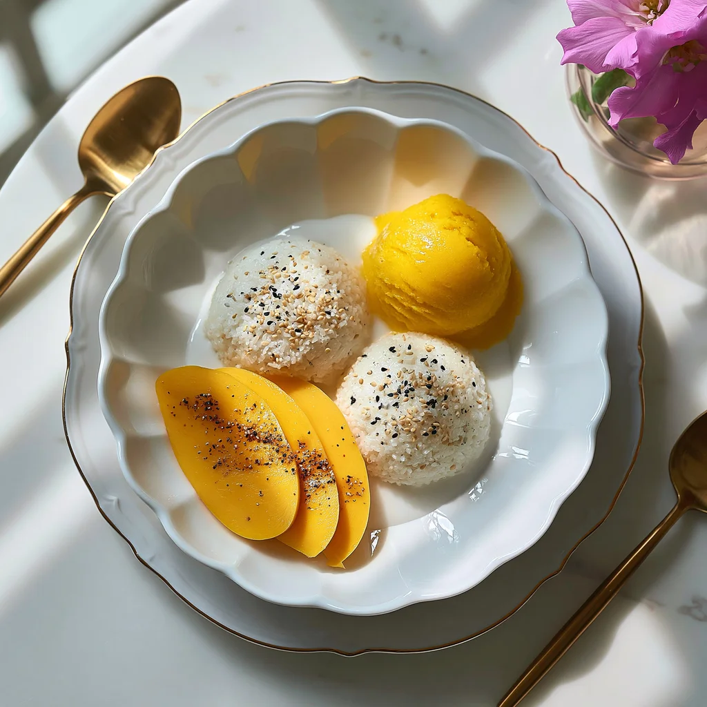 mango coconut sticky rice dessert