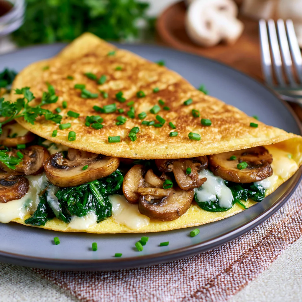 spinach and mushroom omelette