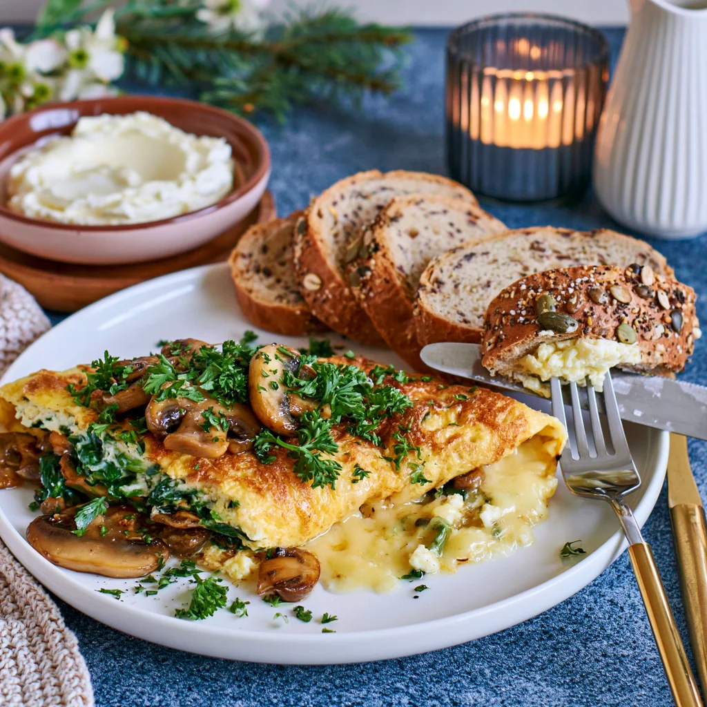 spinach and mushroom omelette