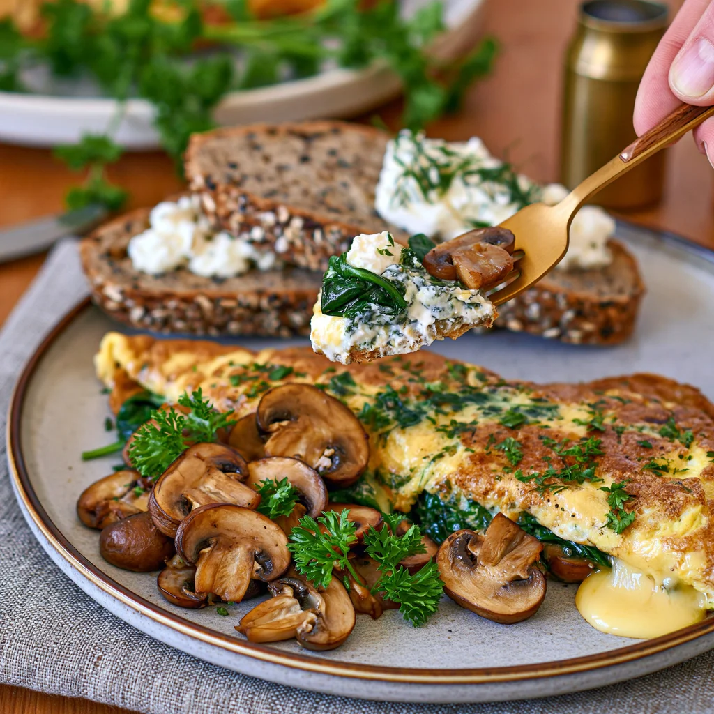 spinach and mushroom omelette