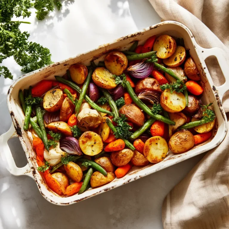 roasted garlic potatoes with veggies