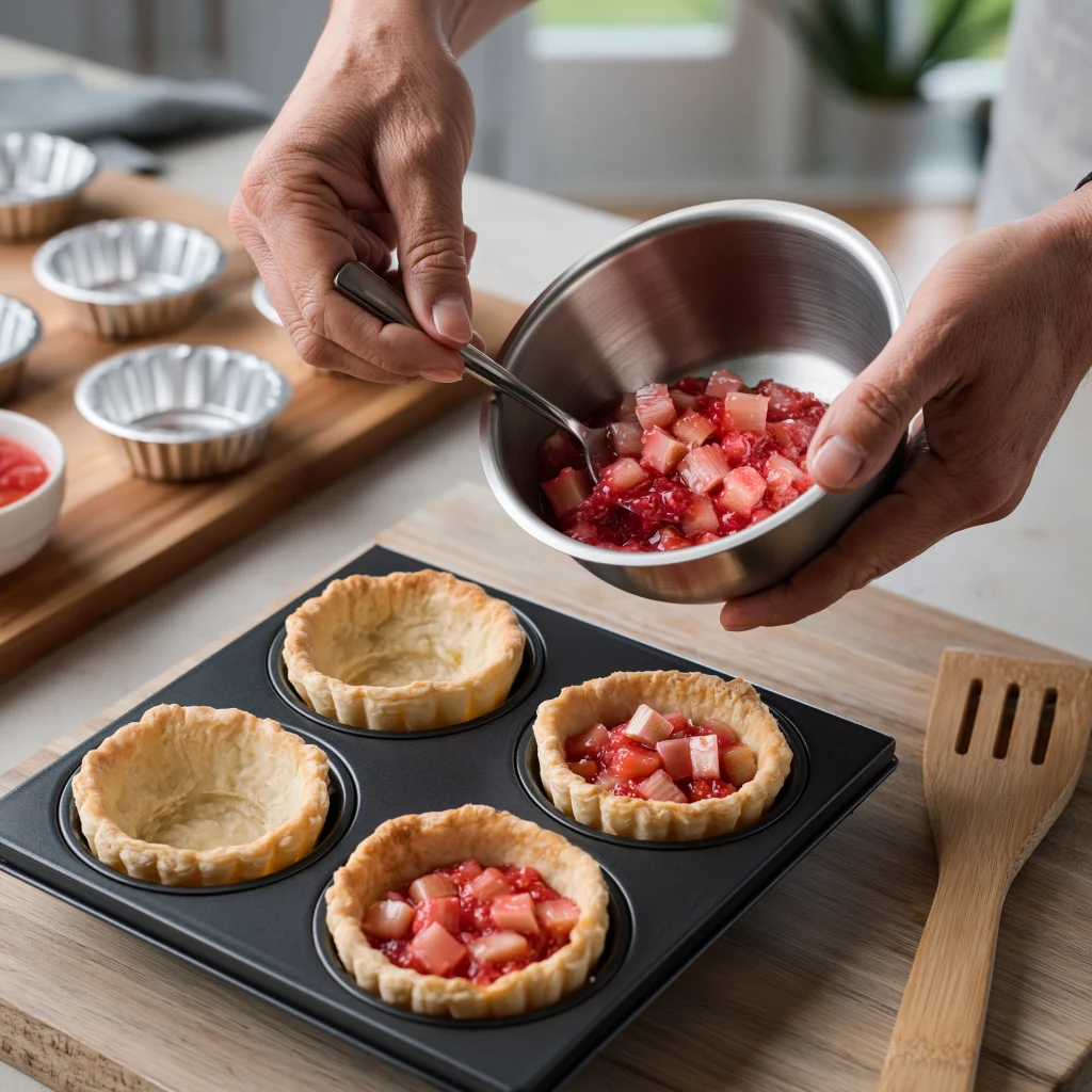 mini rhubarb crumble pies