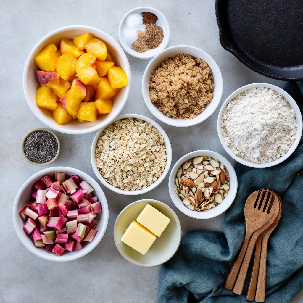 skillet peach rhubarb crisp
