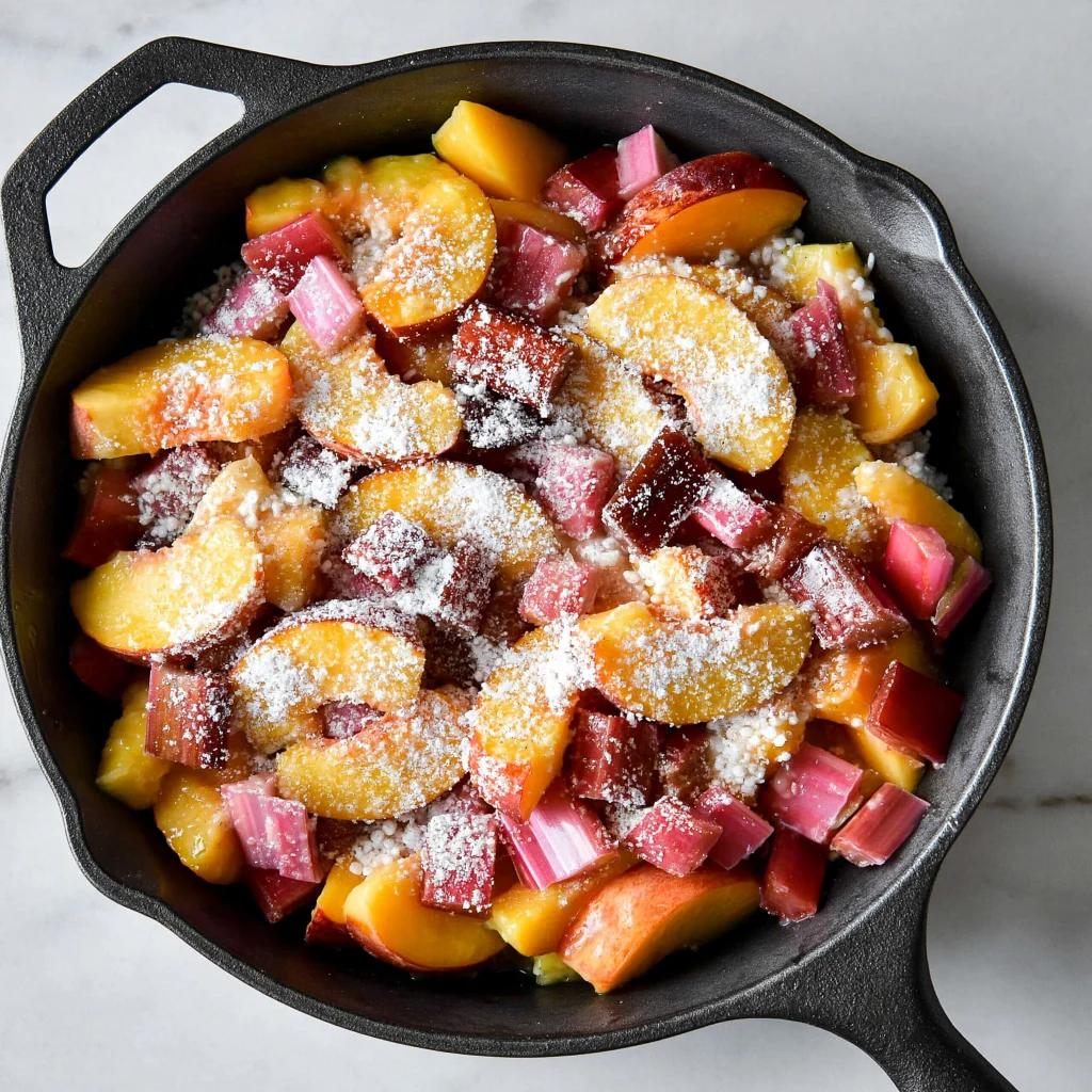 skillet peach rhubarb crisp