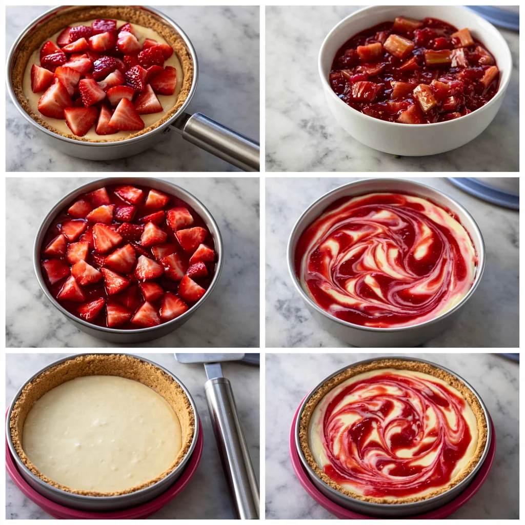 strawberry rhubarb cheesecake