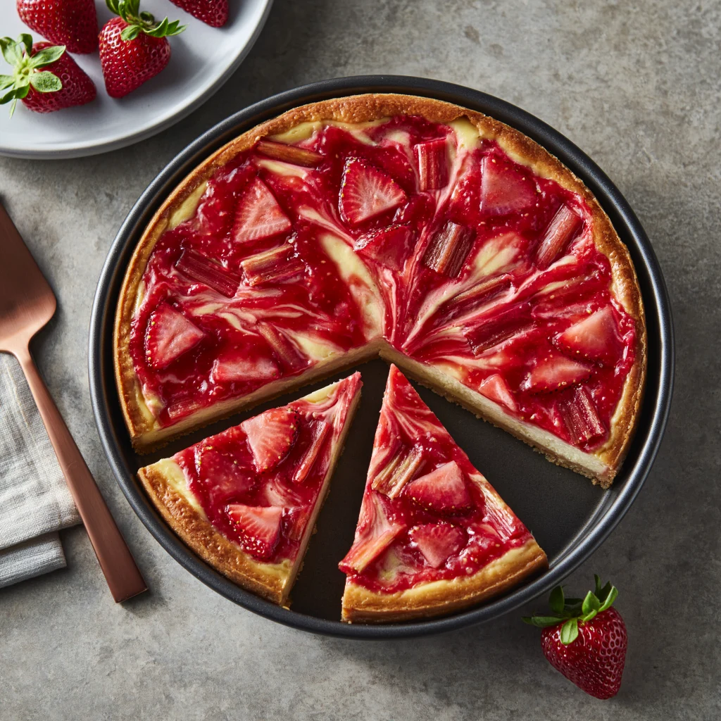 strawberry rhubarb cheesecake