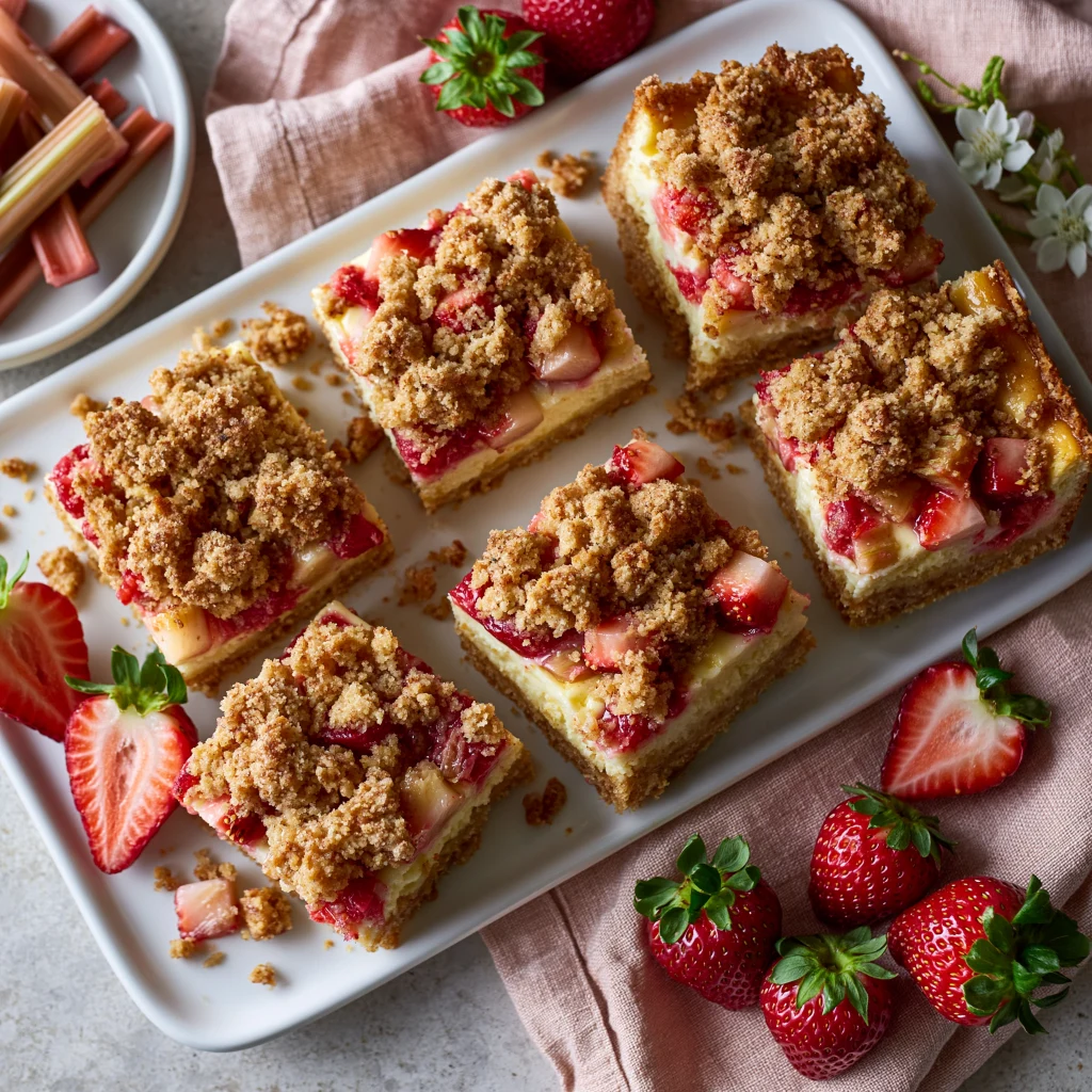 strawberry rhubarb cheesecake squares